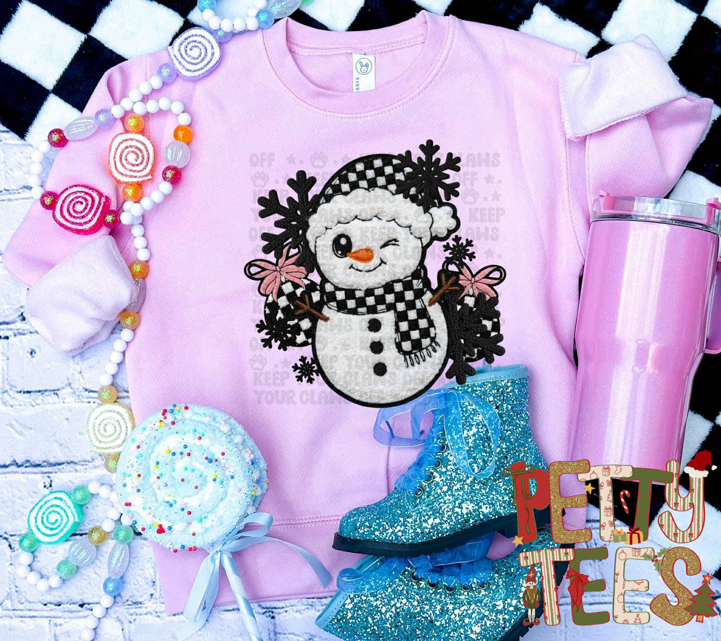 Snowman/ FAUX FUR/ LIGHT PINK
